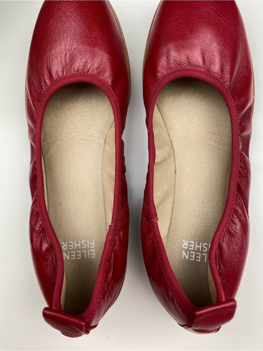 Eileen Fisher Notion Nappa Leather Cranberry Ballet Flats Sz 6 - Picture 4 of 9